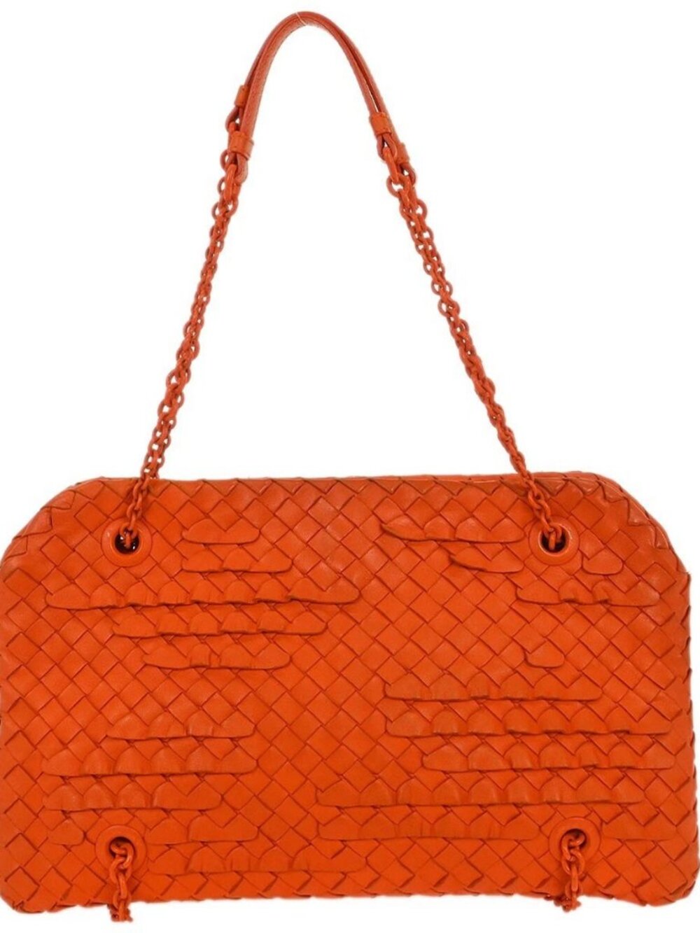 Bottega Veneta Orange Lambskin Intrecciato